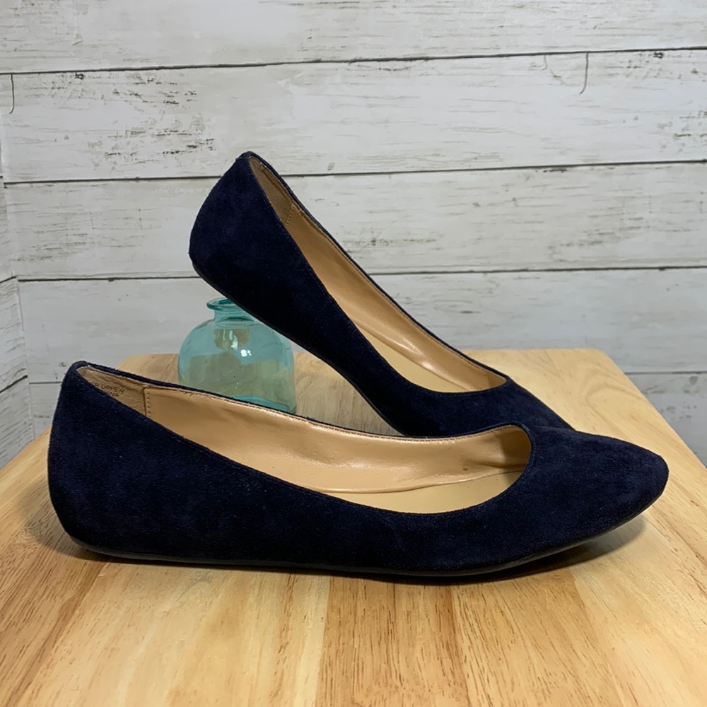 Talbots Navy Blue Suede Leather Ballet Flats Size 8 1/2 M